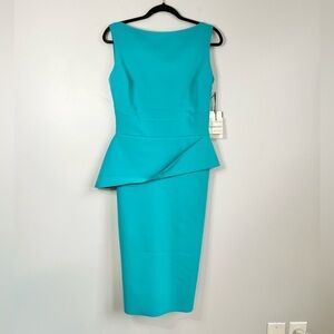 NWT! CHIARA BONI Size 44 (US 8) • KELEIGH BOAT NECK PEPLUM DRESS.